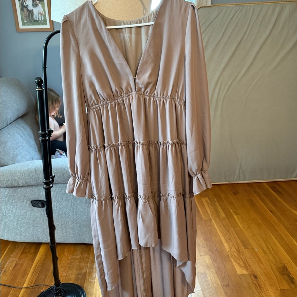 Elegant Taupe Women's Dress